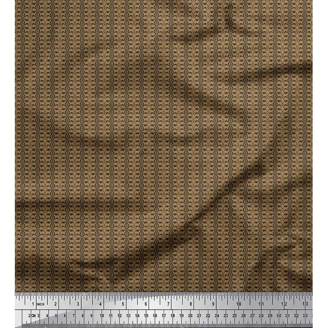 Soimoi Brown Viscose Chiffon Fabric Filigree Damask Printed Fabric 1 Yard 42 Inch Wide