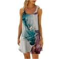 thumbnail image 2 of TIANEK Beach Dress Short Sleeve Tie Dye Mini Sun Dress Pleated Short Women Casual Dresses, 2 of 4
