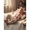 thumbnail image 6 of BemeyourBBs Newborn Baby Girls Romper Outfit Strawberry Printed Jumpsuit with Headband Cute Infant Clothes, 6 of 9