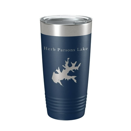 

Herb Parsons Lake Map Tumbler Travel Mug Insulated Laser Engraved Coffee Cup Tennessee 20 oz Navy Blue