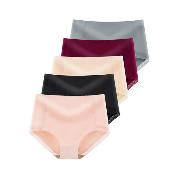 GaaiKei High Waisted Underwear No Show Stretch Full Coverage Invisible Briefs Panties for Women 5 Pack,Size 5