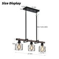 thumbnail image 2 of 27.6" Height Adjustable 3-Light Pendant Light, Industrial Metal Faux Wood Chandelier for Kitchen Island, Dining Room, Black, 2 of 12