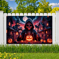 thumbnail image 2 of Spooky Design Halloween Banner Skeleton Pumpkin Decoration Haunted Graveyard Scene for Halloween Party Outdoor Indoor, 2 of 9