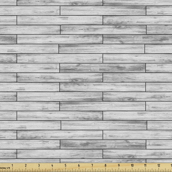 Ambesonne Rustic Home Fabric by the Yard Upholstery, Parquet Wood Retro, 2 Yards, Taupe Grey