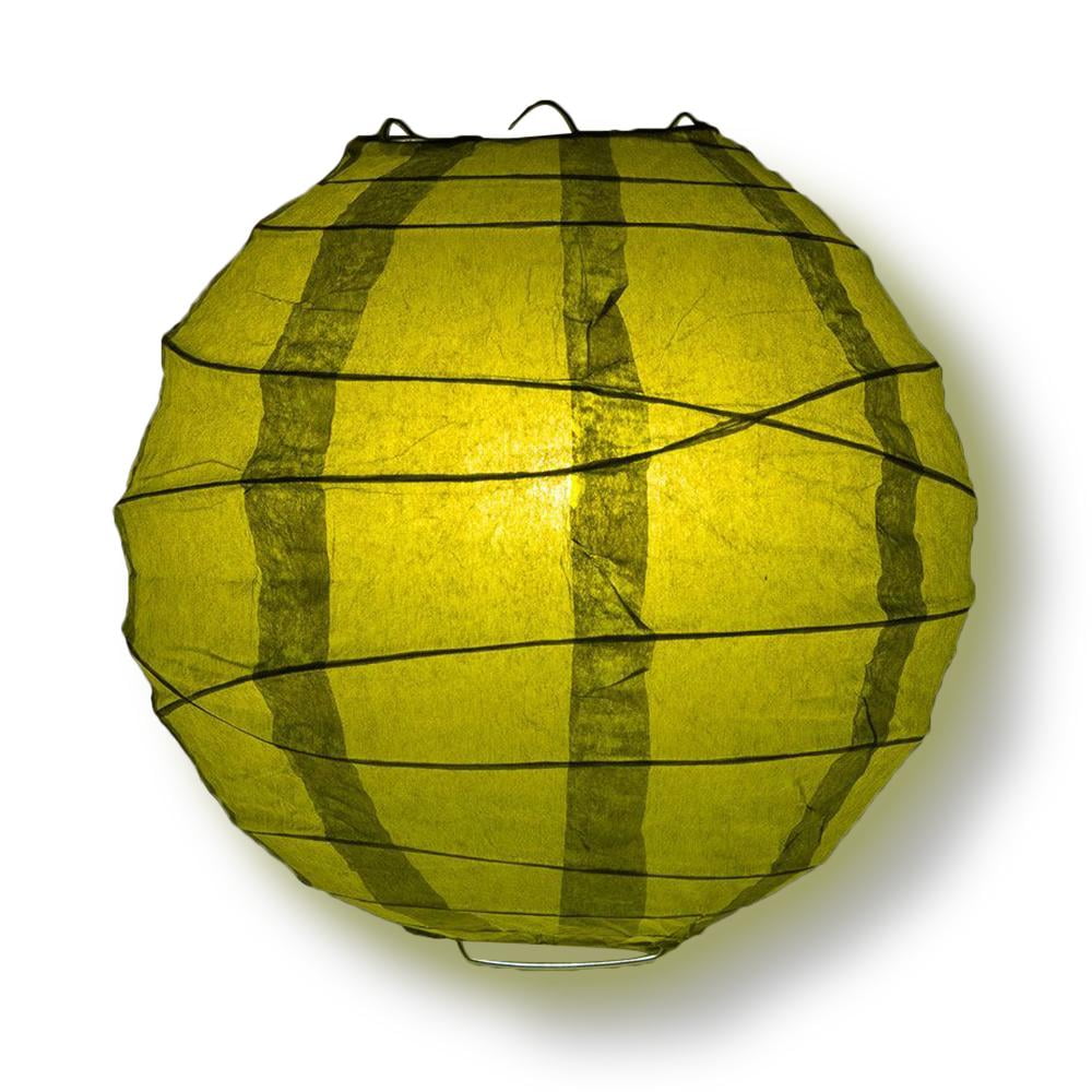 Quasimoon 14' Pear Round Paper Lantern, Crisscross Ribbing, Hanging Decoration by PaperLanternStore