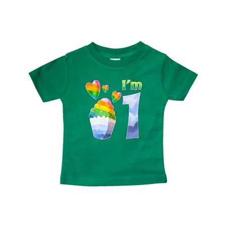 

Inktastic I m 1 Cute Rainbow Unicorn with Stars and Hearts Gift Baby Boy or Baby Girl T-Shirt