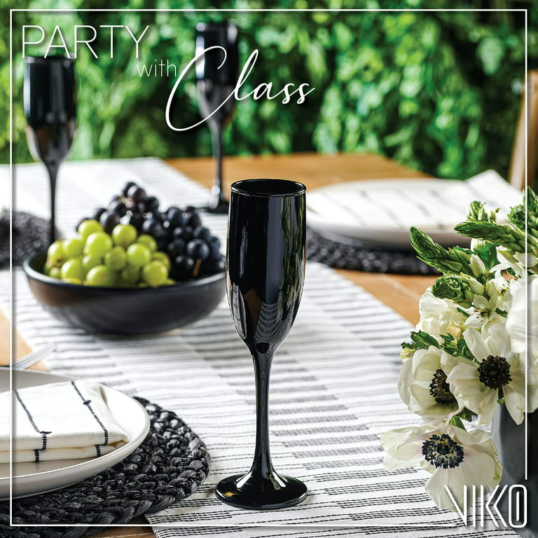 Vikko Dcor Black Champagne Flutes: 6 Ounce Capacity Perfect for Parties,  Weddings, and Everyday Thick and Durable Dishwasher Safe Set of 12  Sparkling Wine Glasses 
