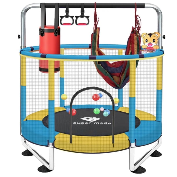 Trampolín Infantil de 55 Pulgadas – Certificado – Mini Trampolín con Red de Seguridad – 181 kg – Ajustable – Interior y Exterior