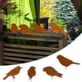 thumbnail image 3 of Pájaros oxidados con tornillos, silueta de pájaros para jardín, decoración de metal oxidado, arte para jardín, pájaros de metal, adornos para pájaros, patio, paisaje, 4 piezas, 3 of 7