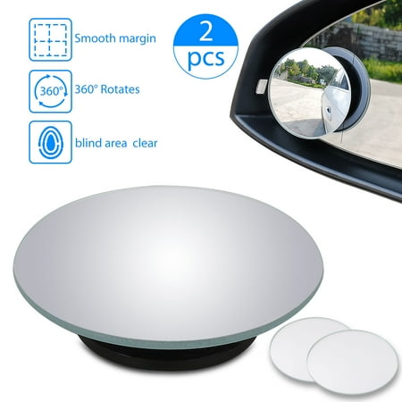 Big Glass Mirrors For Sale Round HD Glass Blind Spot Mirror- Stick on 2 Pack Mirrors- Unique Design Wide Angle Universal Door Convex Mirrors for Blind Side-Rotatable Adjustable Vehicle Car Traffic Safety&Larger Image ()