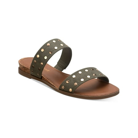 

SUN STONE Womens Green 1/2 Heel Studded Cushioned Slip Resistant Easten Round Toe Wedge Slip On Slide Sandals Shoes 8 M