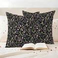 thumbnail image 3 of Pastoral Flower Pillow Covers 2 Pack Pink Flower Leaf Black Background Pillowcase Waterproof Outdoor Throw Pillow Cover for Patio Garden Square Cushion 18”x18”, 3 of 9