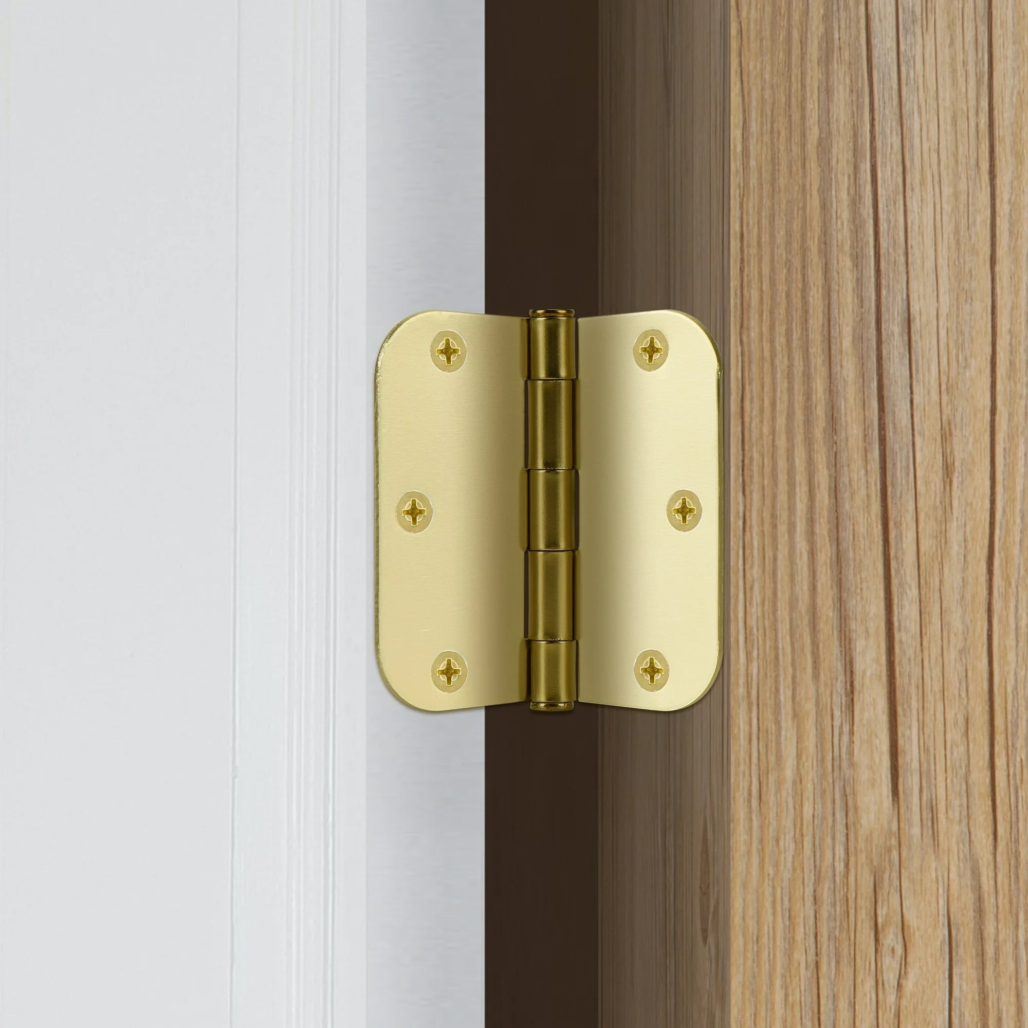 Hyper Tough 3-1/2 in. x 5/8 Inch New Squeak-Free Round Corner Hinge Brass, 1 Piece