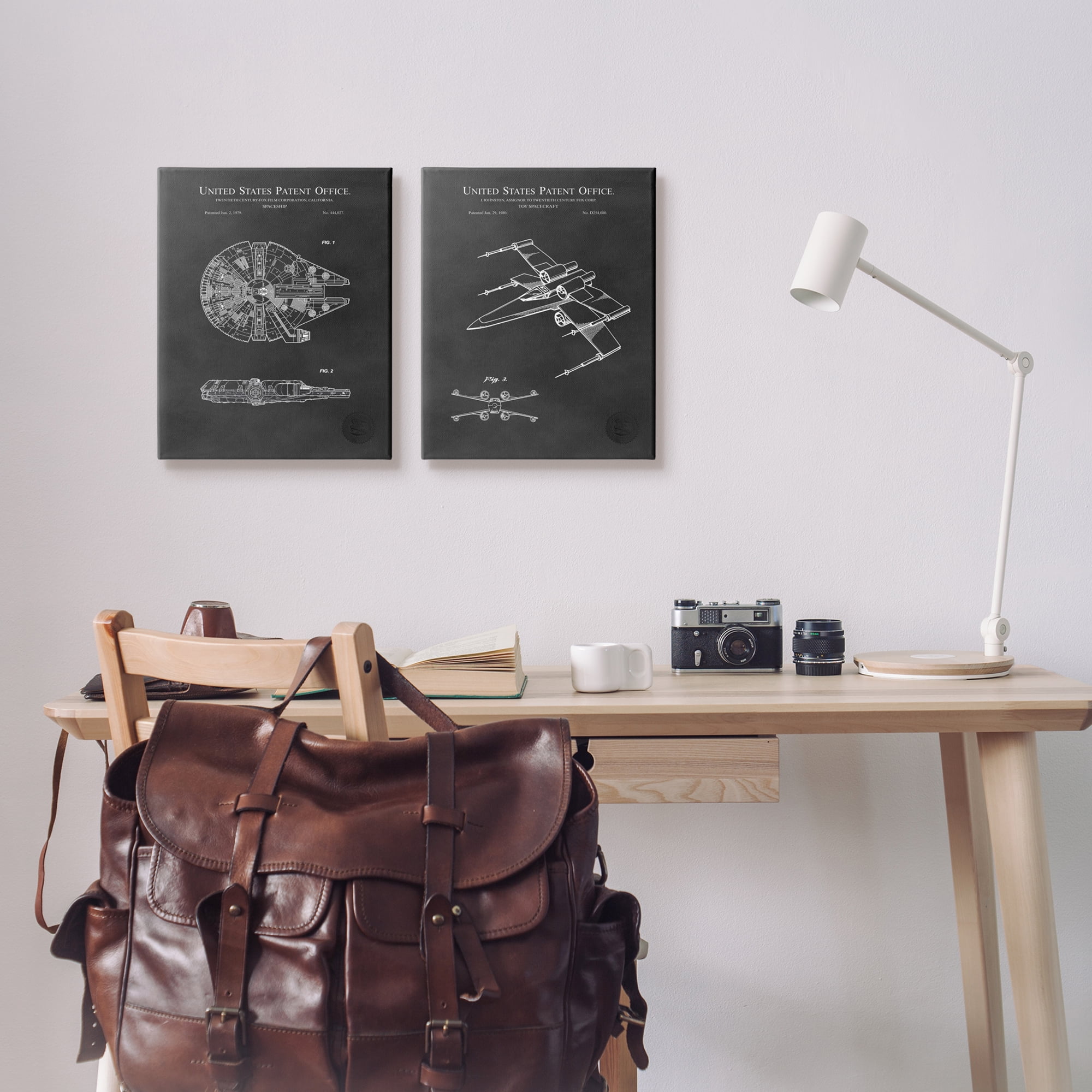 Stupell Industries Vintage Space Ship Patents Science Fiction Pop Culture Canvas Wall Art, 16 x 20, Design by Karl Hronek