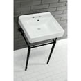 thumbnail image 3 of Kingston Brass KVPB2018W40 Edwardian 20" Porcelain Console Sink with Brass Legs (4-Inch, 3-Hole), White/Matte Black, 3 of 8
