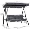 thumbnail image 3 of Outsunny Patio Swing Chair, 3 Person Convertible Hammock, Dark Grey, 3 of 10