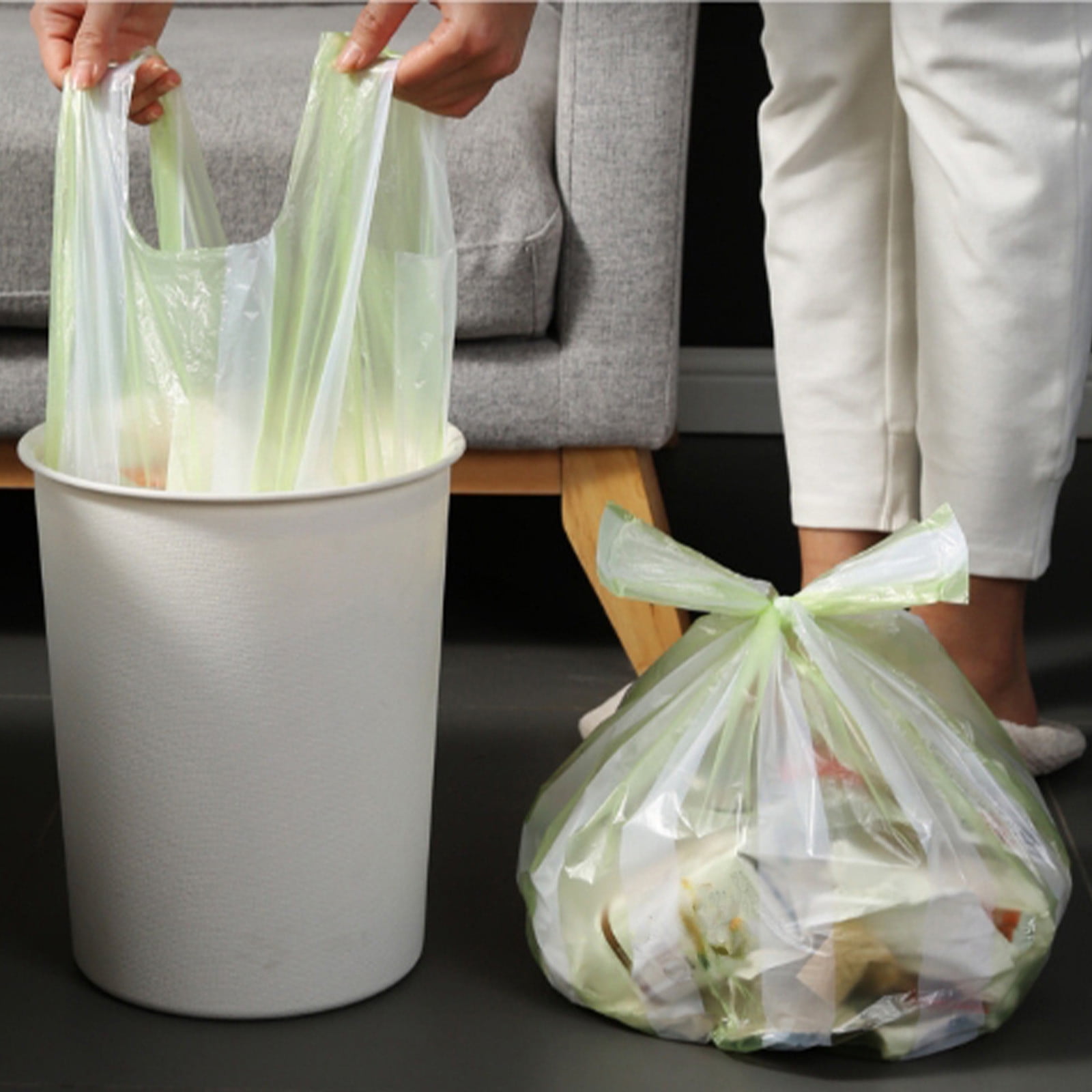 Bowayaoa Heavy Duty Plastic Trash Bags, Drawstring Garbage Bags, Leak Proof Kitchen Trash Bags, Strong Rubbish Bags, Disposable Waste Bags