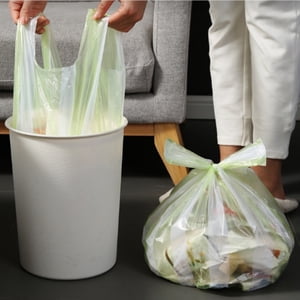 Bowayaoa Sacs en plastique résistant, Sacs à ordures à cordon, Sac à poubelles de cuisine étanches, Sac en caoutchouc robuste, Sac de déchets jetables