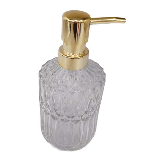 Dish Soap Dispenser Glass Liquid Soap Dispenser for Bathroom Countertop Home Clear Gold