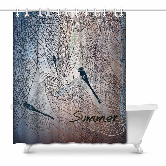 SUNENAT Beautiful Dragonfly and Wings Abstract Art Shower Curtain for Bathroom, Bath Curtain 66(Wide) x 72(Height) Inches