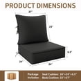 thumbnail image 6 of Pakunoda 2 Set of Outdoor Deep Seat Cushion with Backrest, 24" x 24" x 6.5" Waterproof Patio Chair Replacement Cushion for Sofa Couch, Black, 6 of 8