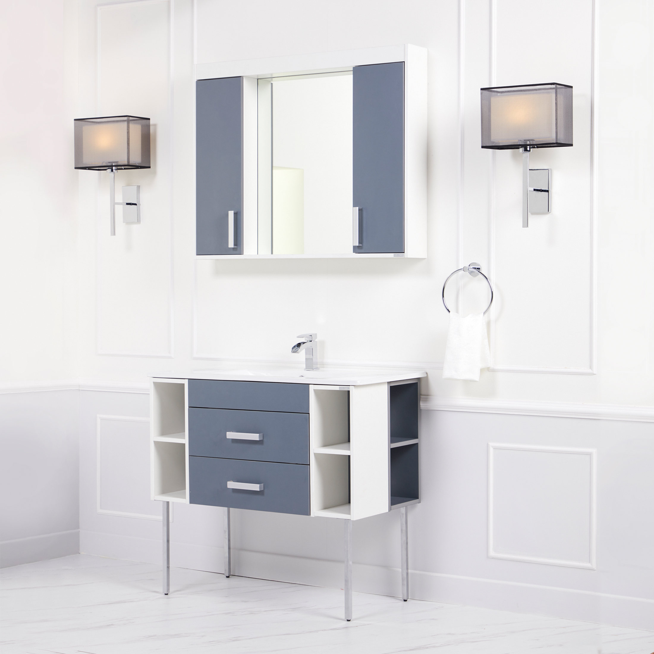 LUXE Bidet Kyro Bathroom Vanity, Medicine Cabinet, Sink, Carbon Gray