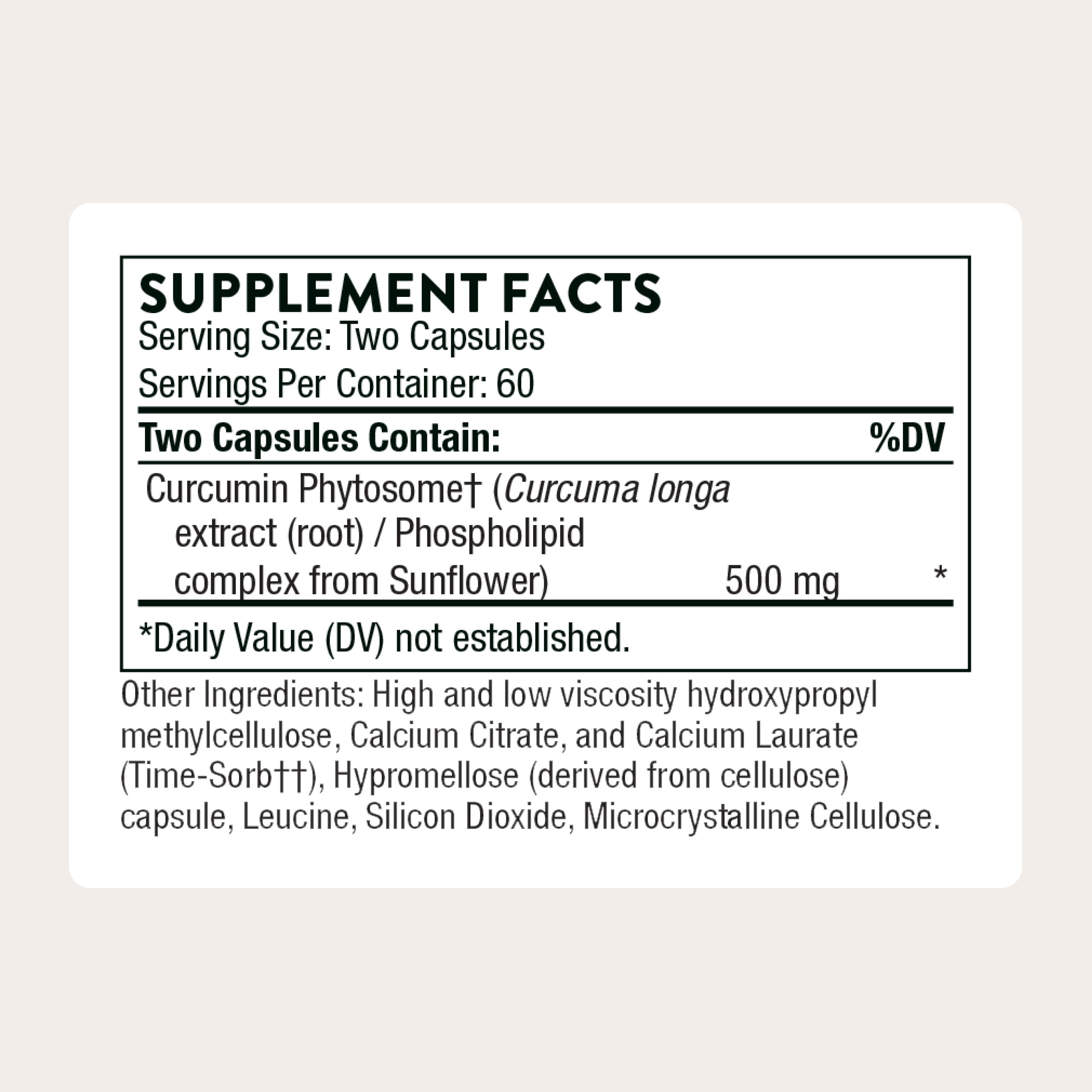 THORNE - Curcumin Phytosome 500 mg (Meriva) - Sustained Release, Clinically Studied, High Absorption - Supports Healthy Response in Joints and Muscle* - 120 Capsules - 60 Servings