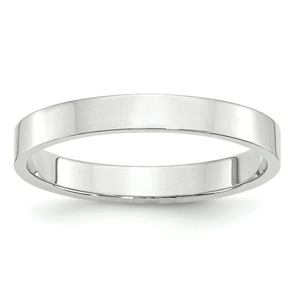 Solid 10k White Gold 3 mm Flat Wedding Band Ring - Walmart.com