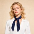 thumbnail image 3 of Unique Bargains 1 Pc Head Scarves Bandana Solid Color Satin Neck Scarf Navy Blue, 3 of 5