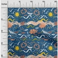 thumbnail image 2 of oneOone Silk Tabby Navy Blue Fabric Ocean Life Quilting Supplies Print Sewing Fabric By The Yard 42 Inch Wide, 2 of 6