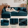 thumbnail image 3 of EHANCIS Modular 3 Seater Sofa with Ottoman, L Shaped Sectional Couch, 5 Pillows, Large Size Deep Seat Couch, Premium Navy Blue Chenille Sofa, Comfy Couch for Living Room & Apartment, 3 of 9