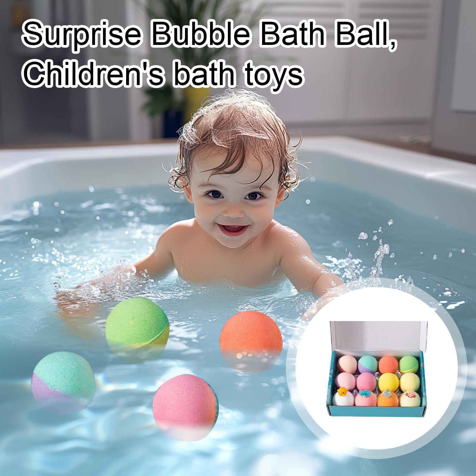 12Pcs Bath Balls for Kids with Surprise Toys Inside, Ocean Themed Bubble Bath Fizzy Set, Bath Balls Gift Set, Organic Colorful Bubble Bath Fizzy Ball, Fun Educational Toy for Boys & Girls