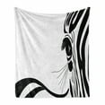 thumbnail image 1 of Wildlife Soft Flannel Fleece Throw Blanket, Sketch Detail of Zebra Eye Curved Lines Stripes Camouflage Pattern, Cozy Plush for Indoor and Outdoor Use, 60" x 80", Black and White, by Ambesonne, 1 of 6