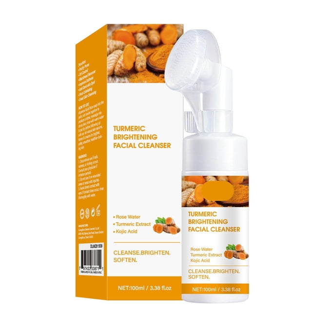 Limpiador facial en espuma con pasta de cúrcuma, para eliminar el bronceado, unificar el tono de la piel, exfoliar la piel, eliminar manchas oscuras, eliminar la pigmentación y unificar el tono de la