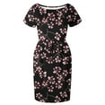 thumbnail image 4 of Robes pour Femmes Rondes Décontractées Col Rond Bretelles Manches Courtes Imprimé Floral Robe Ample avec Poches Robe d'Été pour Femmes en Liquidation, 4 of 6