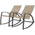 thumbnail image 1 of 2-Piece Khaki Rattan Rocking Chair Set - Outdoor Patio Rockers with High Back & Armrests for Garden, Deck & Porch - Weather-Resistant Design (40.2" x 24" x 38.6"), 1 of 7