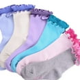 thumbnail image 2 of Teehee Socks Girls Cotton Double Ruffle Crew Socks, Multicolor (6 Pack), 2 of 8