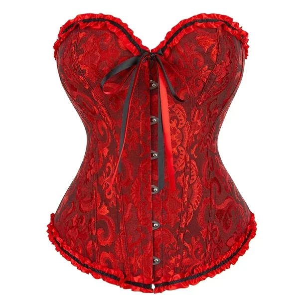 Corsé Steampunk verde albaricoque, rojo y rosa, lencería para mujer, disfraces de baile, corsés y bustiers con varillas de encaje floral #810