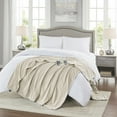 thumbnail image 4 of Beautyrest Polyester Knitted Micro Fleece Solid Textured Heated Blanket in Beige, 4 of 12