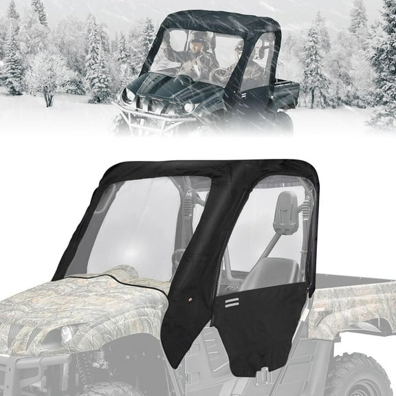 KEMIMOTO UTV Cab Enclosure for Yamaha Rhino (with half doors) 450 660 700 2004-2013 PVC Windwhield Soft Upper Doors