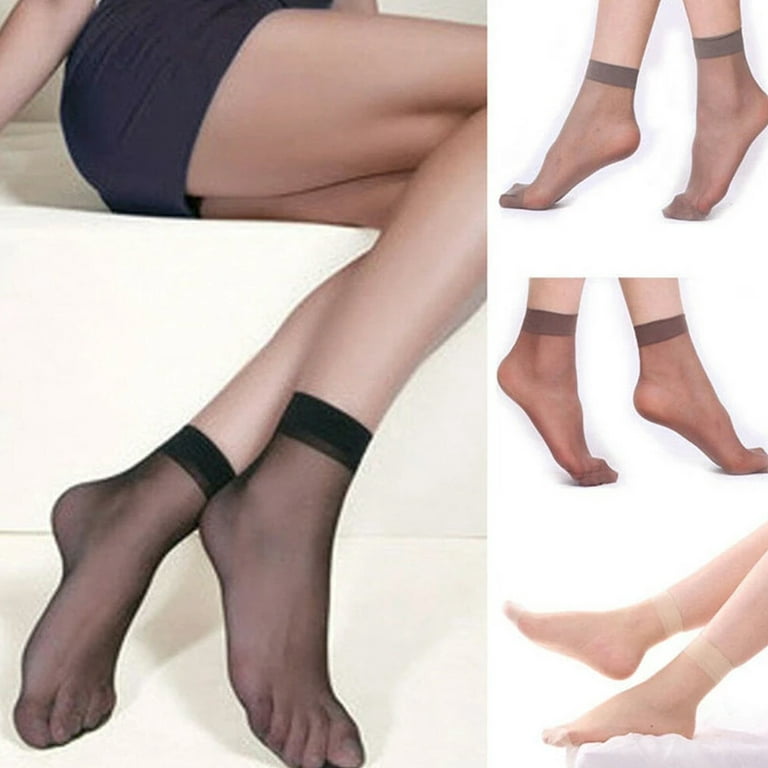 10 Pairs Women Nylon Elastic Short Ankle Sheer Stockings Silk Short Socks  USA 