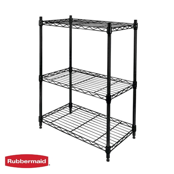 Rubbermaid 3-Tier Heavy Duty Black Wire Shelving Unit, 450lb Capacity