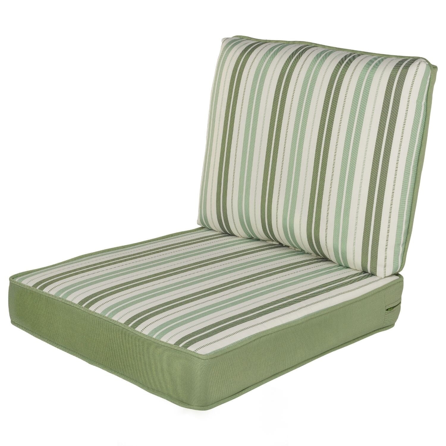 Haven Way Striped Outdoor Seat & Back Cushion Set Sage Green Stripe