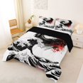 thumbnail image 2 of Metsweet Ocean Wildlife Dragon Full Size Comforter Sets 3-Piece, Japanese Sakura Bedding Comforter Set, Black Red White,Black Reversible,1 Comforter and 2 Pillowcases, 2 of 6