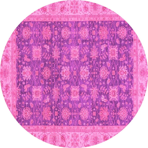 Ahgly Company Indoor Round Oriental Pink Traditional Area Rugs, 4' Round