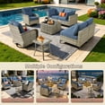 thumbnail image 5 of Vcatnet Outdoor Patio Furniture Sets 8 Pieces Sectional Sofa Wicker Conversation Set with Swivel Glider Chairs and Solar Powered Coffee Table for Porch, Deck, Denim Blue, 5 of 11