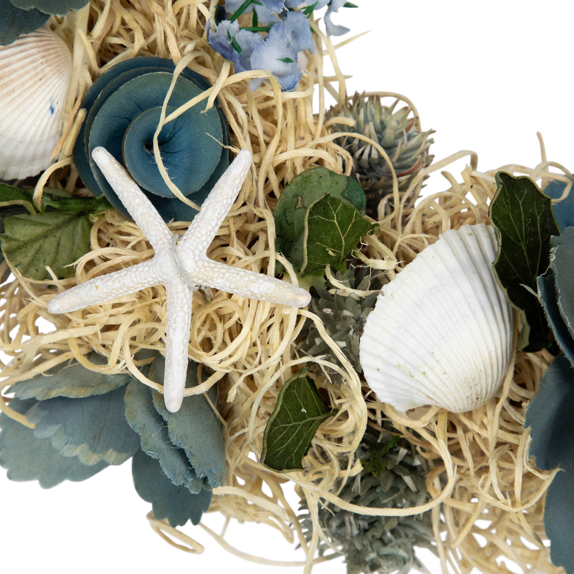 Northlight Floral Starfish and Seashells Artificial Wreath - 12"