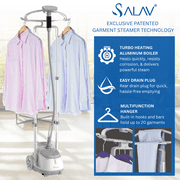 SALAV® GS45-DJ Professional Series Dual Bar Garment Steamer with Foot Pedals, Silver
