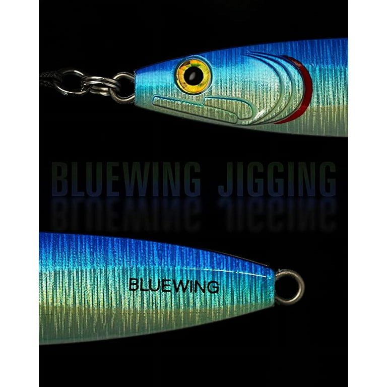 BLUEWING Fishing Lures Slow Pitch Jig Flat Fall Jigging Pitching Lures  Vertical Jigs, Baits with Assist Hook Fishing Artificial Bait,  Blue/Green,120g