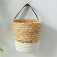 thumbnail image 1 of Woven Flower Basket Straw Weaving Basket Plant Flower Pots Cover Garden Plant Containers Wicker Rattan Vase Storage Bins Box Container Sundries Organizer, 1 of 7
